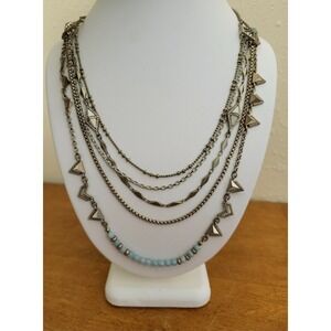 Chloe Isabel Multi-strand Necklace Silver Tone 26" Beaded Enamel Rhinestones